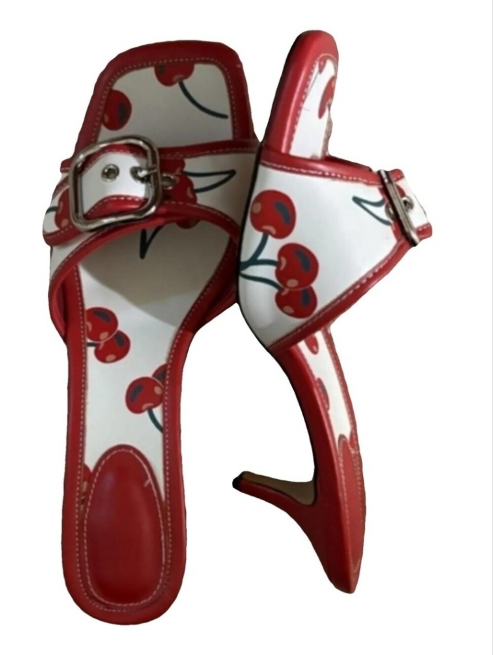 NWT Cherry Kitten Heel Sandals. Womens Size 8 Heel height is 2.3 inches.